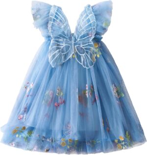 Nileafes Toddler Summer Dress Baby Girl Strap Floral A Line Dress Sleeveless Beach Butterfly Sundress for Toddler Girl