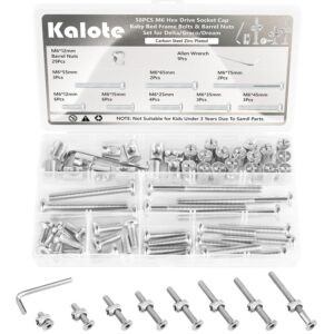 58PCS Crib Screws Hardware Replacement Kit, Baby Bed Frame Bolts & Barrel Nuts Set for Delta/Graco, Hex Drive Socket Cap Screws Barrel Nuts Set (M6*12/15/25/35/45/55/65/75mm) Carbon Steel Zinc Plated