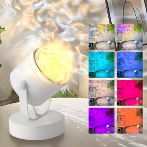 Dynamic Ocean Wave Project Light, 270 Degree Rotating Ripple Ambient Night Light Projector with 8 Films, Corded Aurora Projector for Bedroom, Party Decor, Kids Room