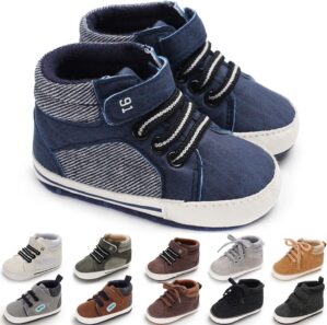 CENCIRILY Baby Boys Girls High Top Sneakers Soft Soles Anti Skid Infant Ankle Shoes Toddler Prewalker First Walking Crib Shoes