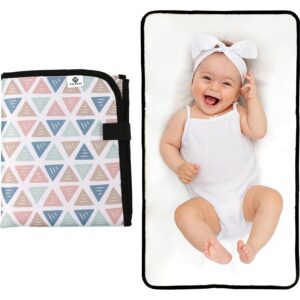 Baby Portable Diaper Changing Pad – Travel Change Pad Foldable Mat Wipe Clean Large Waterproof Nappy Mat Padded (Argyle)