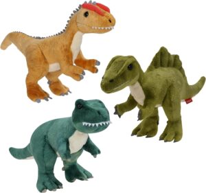 3 Pcs Dinosaur Stuffed Animals – 8” Dino Plush Spinosaurus Stuffed Animal T rex Plush Dinosaur, Dinosaur Toys for Kids 3-5 Boys and Girls Dinosaur Plushies