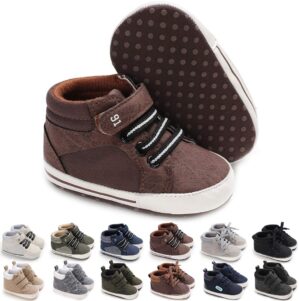 CENCIRILY Baby Boys Girls High Top Sneakers Soft Soles Anti Skid Infant Ankle Shoes Toddler Prewalker First Walking Crib Shoes