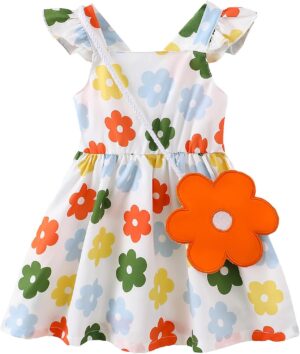 Mioglrie Baby Girl Clothes Newborn Dress Summer Toddler Girls’ Clothing Casual Sundress with Cute Bag Infant Outfits