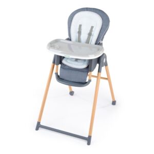 Ingenuity Proper Positioner Deluxe High Chair – 7-in-1 Convertible Baby Seat, Faux Wood Print Legs, Unisex, for Ages 0-36 Months