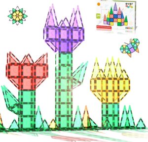 Everplay Magnetic Tile Building Block Set Construction Magnet Tiles Toy Blocks STEM Educational Learning Kit Toddler Preschool Games Rocket Playset Toys Unlimited Creation Boys Girls Age 3 and up
