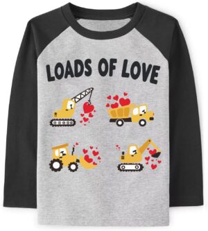 Mrocioa Toddler Boy Girls Loved Heart Valentine’s Festival Kids Raglan Long Sleeve Shirt 1-7 Years