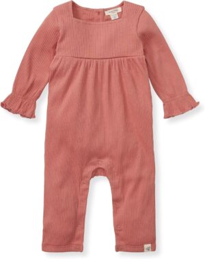 Burt’s Bees Baby Baby Girls Romper – 100% Organic Cotton, One-Piece Shortall Girl Outfit for Sizes Newborn to 24 Months