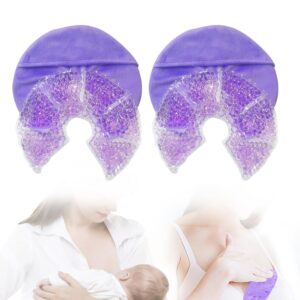 Hot Cold Gel Bead Breast Therapy Pack,Breast Ice Packs for Breastfeeding,Relief for Breastfeeding,Nursing Pain, Mastitis,Engorgement,Plugged Ducts, Boost Milk Let-Down & Production (#42 Purple)