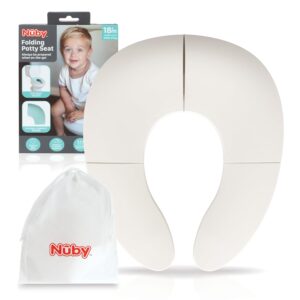 Nuby Folding Potty Seat and Bag – Toddler Travel Essential – Travel Toilet Seat for Toddlers 18+ Months – White