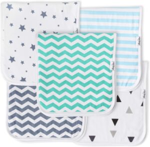5-Pack Organic Cotton Burp Cloths, Hand Towel, Baby Towel, Washcloth – Absorbent, Multi-Purpose, Soft & Large