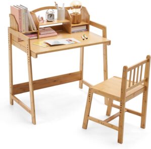 UNICOO Kid Desk and Chair Set – Durable Kids Desk with Chair – Modern Kids Study Desk and Chair Set – Ideal for Homework and Art Projects (Nature 01)