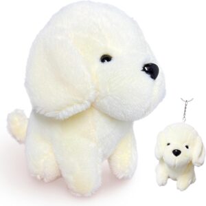 White Puppy Stuffed Animals for Kids and Adults, Mini Animals Plush Toy Key Chain, Cuddly Dog Plushie Toys, Soft Kawaii Dog Stuffed Animal for Girls ＆ Boys, Birthday, Easter Basket Stuffers