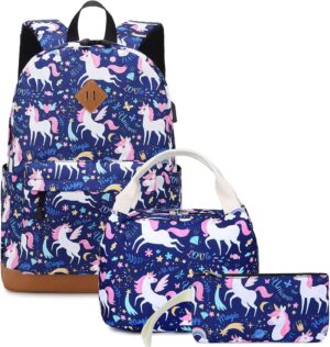 Soekidy Backpacks for Girls Backpack for School Fox Unicorn Backpack Kids Backpack Set, Preschool Bookbag