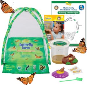 Insect Lore Butterfly Farm™ | Butterfly Kit with Live Cup of Caterpillars | 5 Caterpillars, Reusable Habitat, STEM Butterfly Journal & More