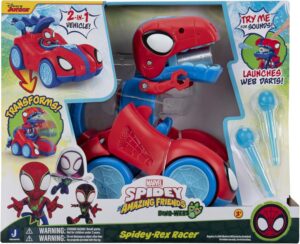 MARVEL Spidey and His Amazing Friends Spidey-Rex Racer – 8-Inch Vehicle with Sounds That Transforms from Vehicle Into Dinosaur