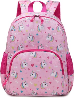 Toddler Backpack for Boys and Girls, Ideal kids backpack for Preschool Kindergarten Daycare Mini backpack Unicorn Kids Child Schoolbags with Chest Strap Pink