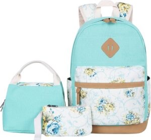Bluboon Teens Backpack Set Girls School Backpack Lunch Box Pencil Bags Student Bookbags 3 in 1
