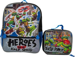 Teenage Mutant Ninja Turtles 2 Piece Backpack Set, Boys & Girls 16″ School Bag, Blue