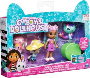 Gabby’s Dollhouse, Gabby and Friends Figure Set with Rainbow Gabby Doll, 3 Toy Figures and Surprise Accessory Kids Toys for Ages 3 and up