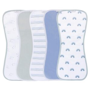 Ely’s & Co. Baby Burp Cloths – 5pc Hourglass Shape with Extra Absorbent – Baby Bibs & Burp Cloths Baby Girl and Baby Boy, Newborn Essentials (Blue Rainbow Combo)
