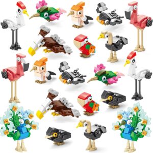 Sawaruita Party Favors for kids-20 Packs Fun Bird Building Blocks Sets Classroom Prizes-Birthday Goodie Bags Stuffers for Kids-Mini Animal Building Blocks Toys for Ages 6+ Boys & Girls Gifts（20in 2）