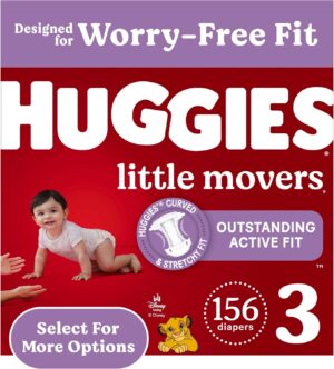 Huggies Size 3 Diapers, Little Movers Baby Diapers, Size 3 (16-28 lbs), 156 Count (6 packs of 26)