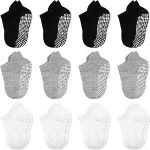 Baby Socks Toddler Socks Non Slip Grip Ankle Socks with Non Skid Soles 12 Pack for 6-12 Months 1-3 Years Baby Socks
