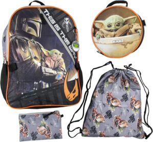 The Mandalorian Grogu Baby Yoda This Is The Way 5 Piece 16″ Backpack Lunch Bag Mega Set