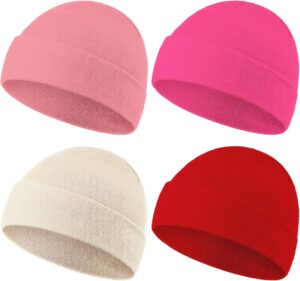 SATINIOR 4 Pieces Spring Baby Beanies Hats 0-36 Months for Unisex Spring Toddler Beanies Girl Boy Hat Warm Cap for Baby