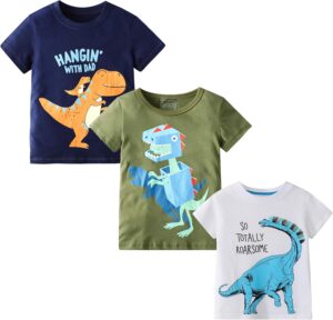 Toddler Boys Summer T-Shirts Short Sleeve Top 3 Packs Size 2-7T