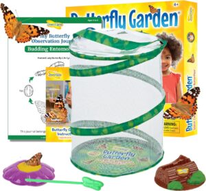 Insect Lore Butterfly Garden Kit, Painted Lady Butterfly Kit with Voucher for Live Caterpillars, Butterfly Habitat, STEM Journal & More