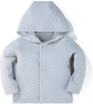 100% Cotton Baby Fall Hoodies Jacket, Comfortable Soft and Warm Baby Spring Jacket,0-24Months Solid-Coloured Coat