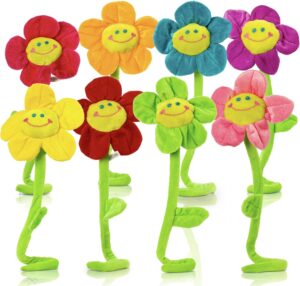 TPlay Flower Plush Kids Toy: Bendable Stem Stuffed Sunflower – Soft Bendy Felt Bouquet Set Age 2-4