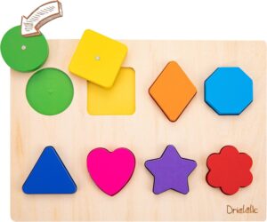 Magnetic Wooden Educational Shape Puzzle – Learn Colors & Shape Recognition Toy – Toddler Preschool Game – Kids Montessori Education