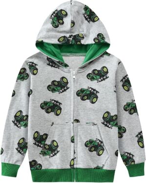 DDSOL Boy Zip-up Jacket Toddler Zipper Hoodie Hooded Sweatshirt Light Winter Fall Outwear 2t-7t