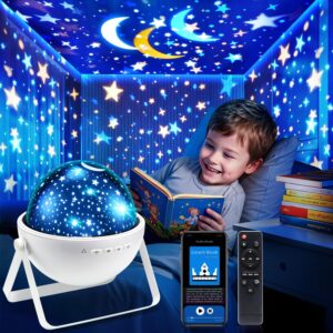 Star Projector for Kids 15 Colors, Remote+HiFi Bluetooth Speaker Star Night Light Projector for Bedroom,360°Rotating+AUTO Timer Kids Night Light Projector Lights for Bedroom,Kids & Baby Gift.