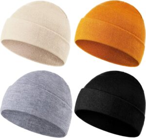 SATINIOR 4 Pieces Spring Baby Beanies Hats 0-36 Months for Unisex Spring Toddler Beanies Girl Boy Hat Warm Cap for Baby