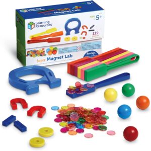 Learning Resources Super Magnet Lab Kit – 119 Pieces, Ages 5+, STEM ,Toys for Kindergartner, Science Learning Activities for Kids,Back to School Supplies,Teacher Supplies