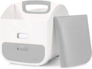 Ubbi Portable Diaper Changing Station Diaper Storage Caddy Organizer with Folding Changing Mat, Stores Baby Diapers, Wipes and Baby Accessories, Gray