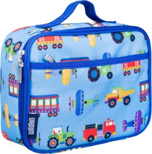 Wildkin Kids Insulated Lunch Box – Durable and Reusable for School & Travel – Trains, Planes, and Trucks