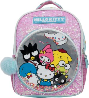 AI ACCESSORY INNOVATIONS Hello Kitty & Friends Girls Backpack, Sanrio Kawaii Book Bag, Flip Sequin 16” School Bag