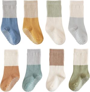 Baby Girls Boys Socks infant Cotton Crew Socks for newborn Non Slip/Anti Skid Toddler Knee-high Socks set