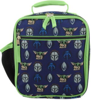 Star Wars Mandalorian Baby Yoda Boy’s Girl’s Adult Soft Insulated School Lunch Box (One Size, Blue/Green)