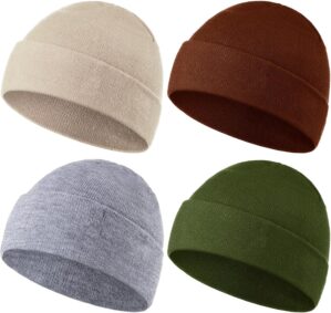 SATINIOR 4 Pieces Spring Baby Beanies Hats 0-36 Months for Unisex Spring Toddler Beanies Girl Boy Hat Warm Cap for Baby