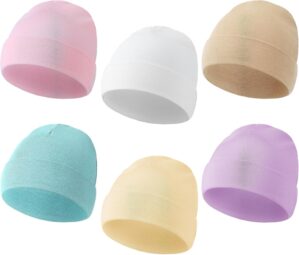 Newcotte 6 Pcs Preemie Baby Hats Cotton Preemie Caps Warm Newborn Beanie Premature Hat for Nicu Premature Boy Girl