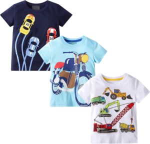 Toddler Boys Summer T-Shirts Short Sleeve Top 3 Packs Size 2-7T