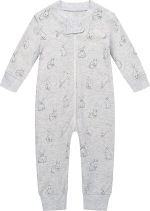 Owlivia Organic Cotton Baby Boy Girl Zip up Sleep ‘N Play Pjs, Footless, Long Sleeve