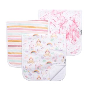Copper Pearl Premium Baby Burp Cloths – 3-Pack Large Cotton Burp Cloths, Extra Soft Spit Up Rags with 3 Absorbent Layers, Perfect for Baby Girl Gifts (21″ x 10″ Size, Enchanted Set)