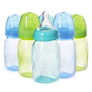 Evenflo Feeding Premium Proflo Vented Plus Polypropylene Baby, Newborn and Infant Bottles – Helps Reduce Colic – Teal/Green/Blue, 4 Ounce (Pack of 6)